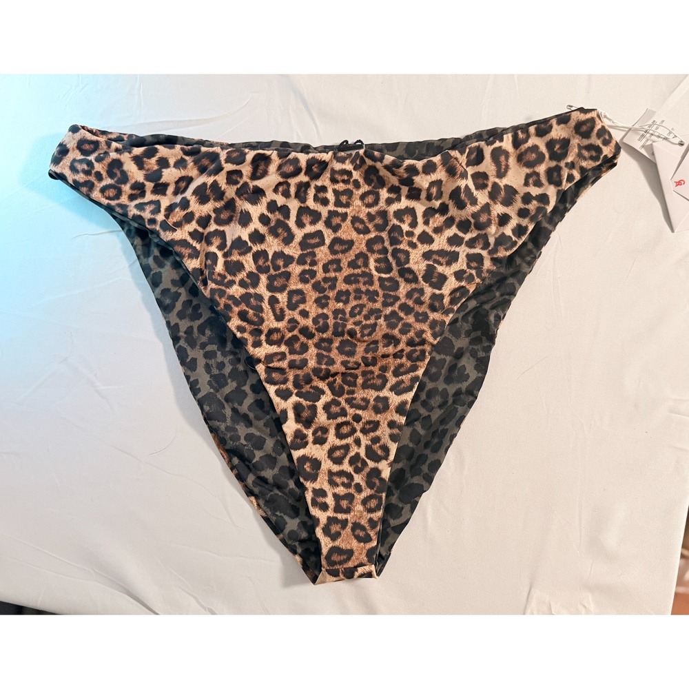 Good American Reversible Bikini Swim Bottoms Leopard Print Cheeky Size 4XL NWT